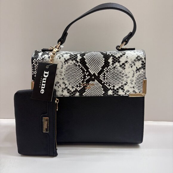 Dune London- Black/White Animal Print & Red Satchel & Wallet- Designer - NWT - Picture 4 of 10